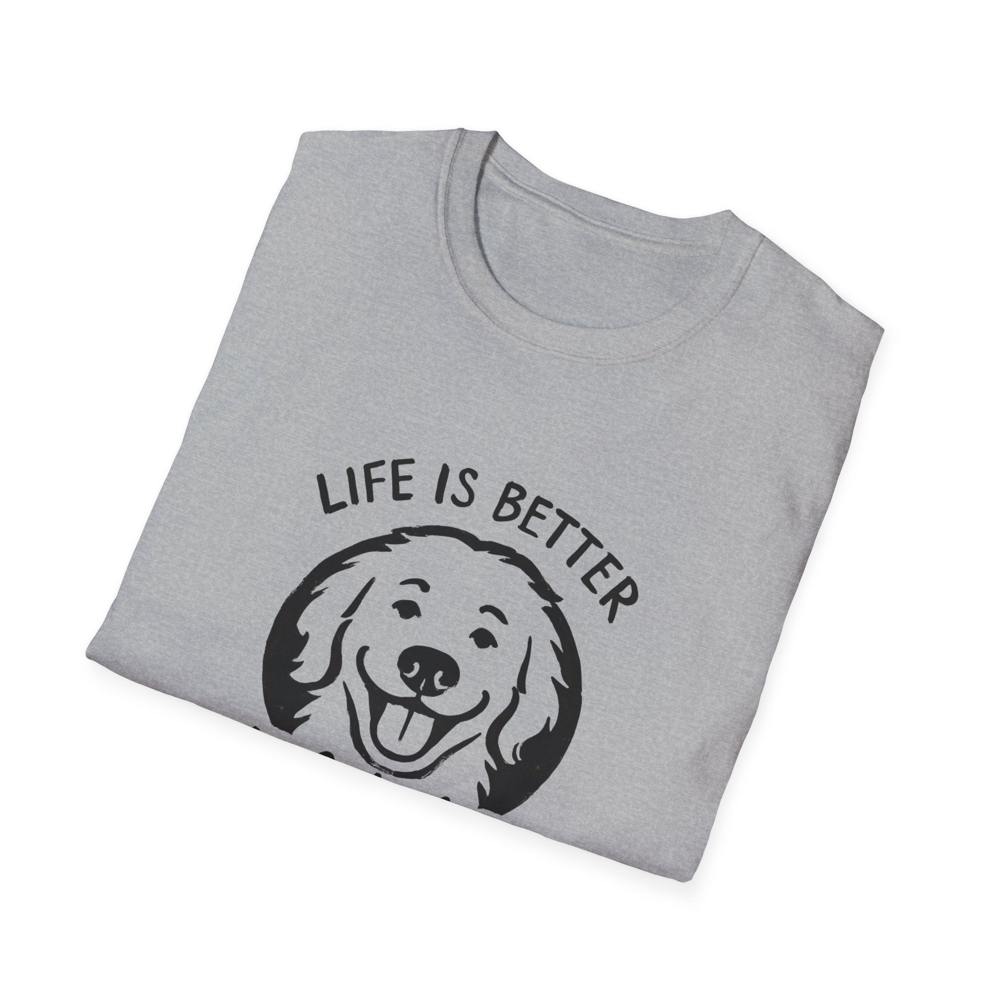 Unisex Softstyle T-Shirt, Life is Better with a Doodle, Funny Dog Shirt, Goldendoodle Tee