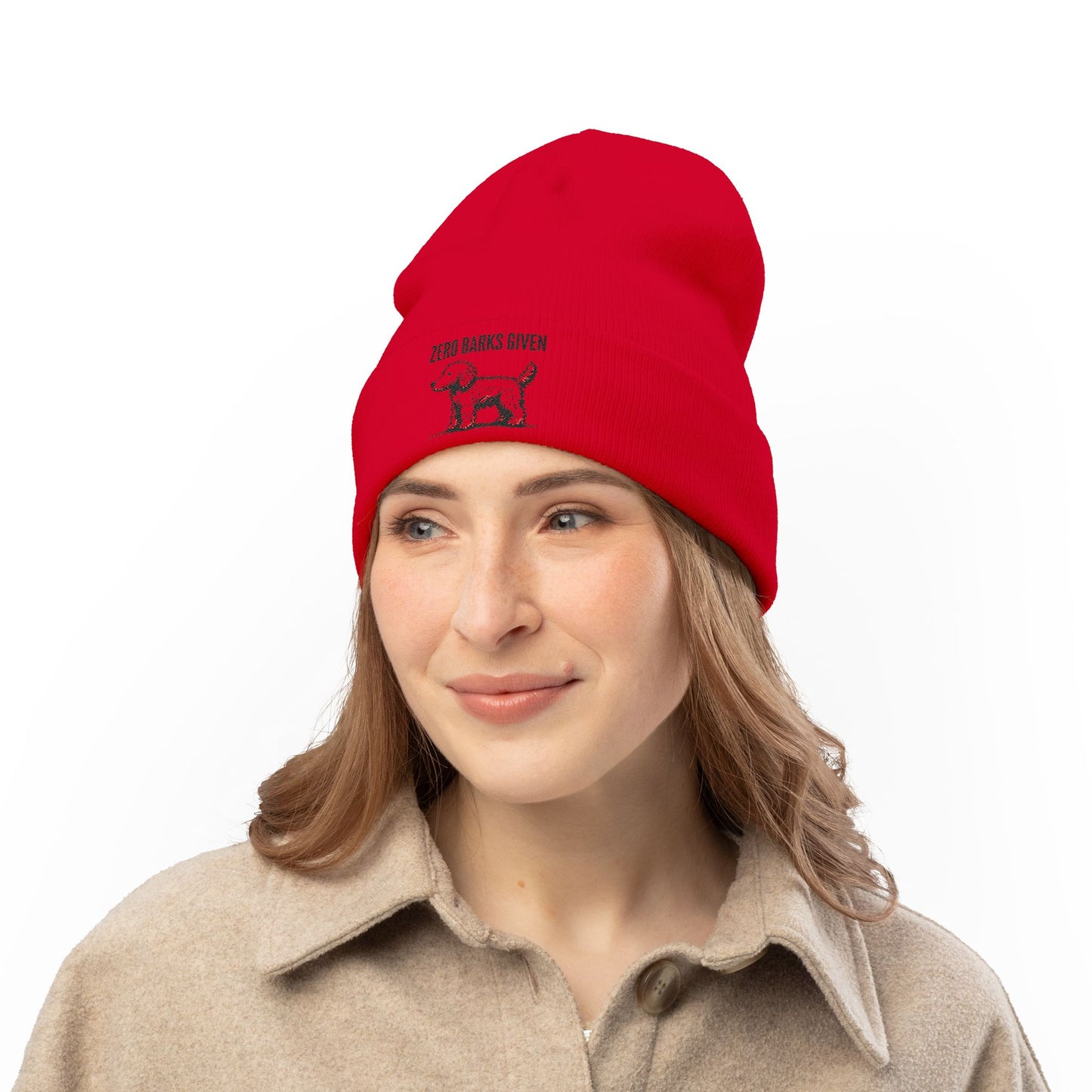Funny Dog Lover's Knit Beanie, Zero Barks Given, Cozy - Embroidered Beanie