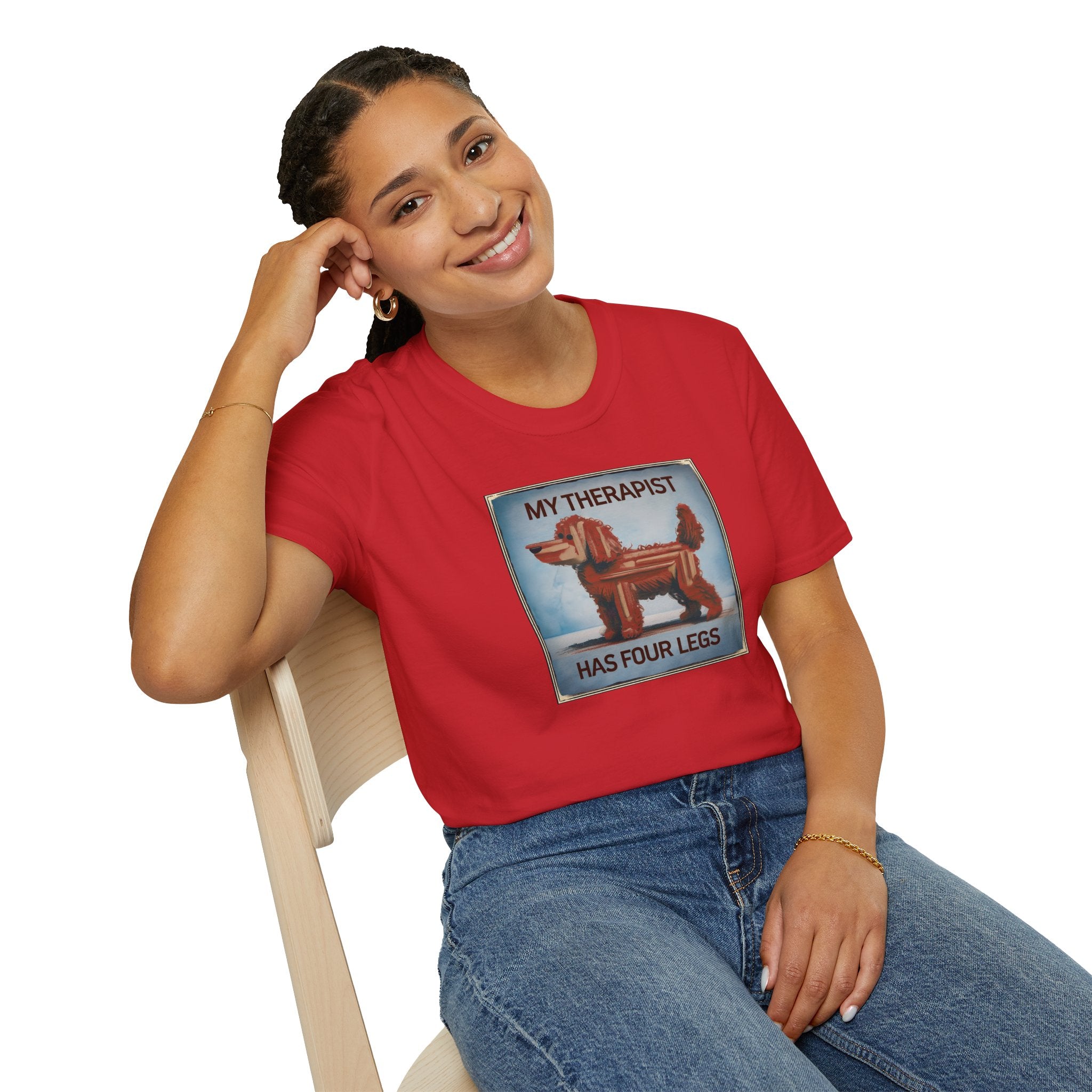 My Therapist Has Four Legs, Funny Dog Lover T-Shirt, Pet Owner Gift, Casual Wear, Dog Mom Shirt, Humorous T-Shirt
