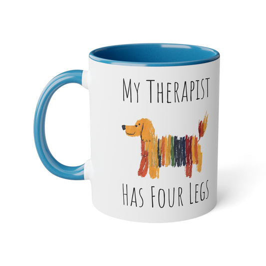 Funny Dog Lover Mug, Gift for Pet Owners, Therapist Gift, Animal Lover's Coffee Cup, Dog Therapy Mug, 11oz White Accent Mug