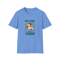 Sit. Stay. Zoom Green and Tan Design. Unisex Softstyle T-Shirt