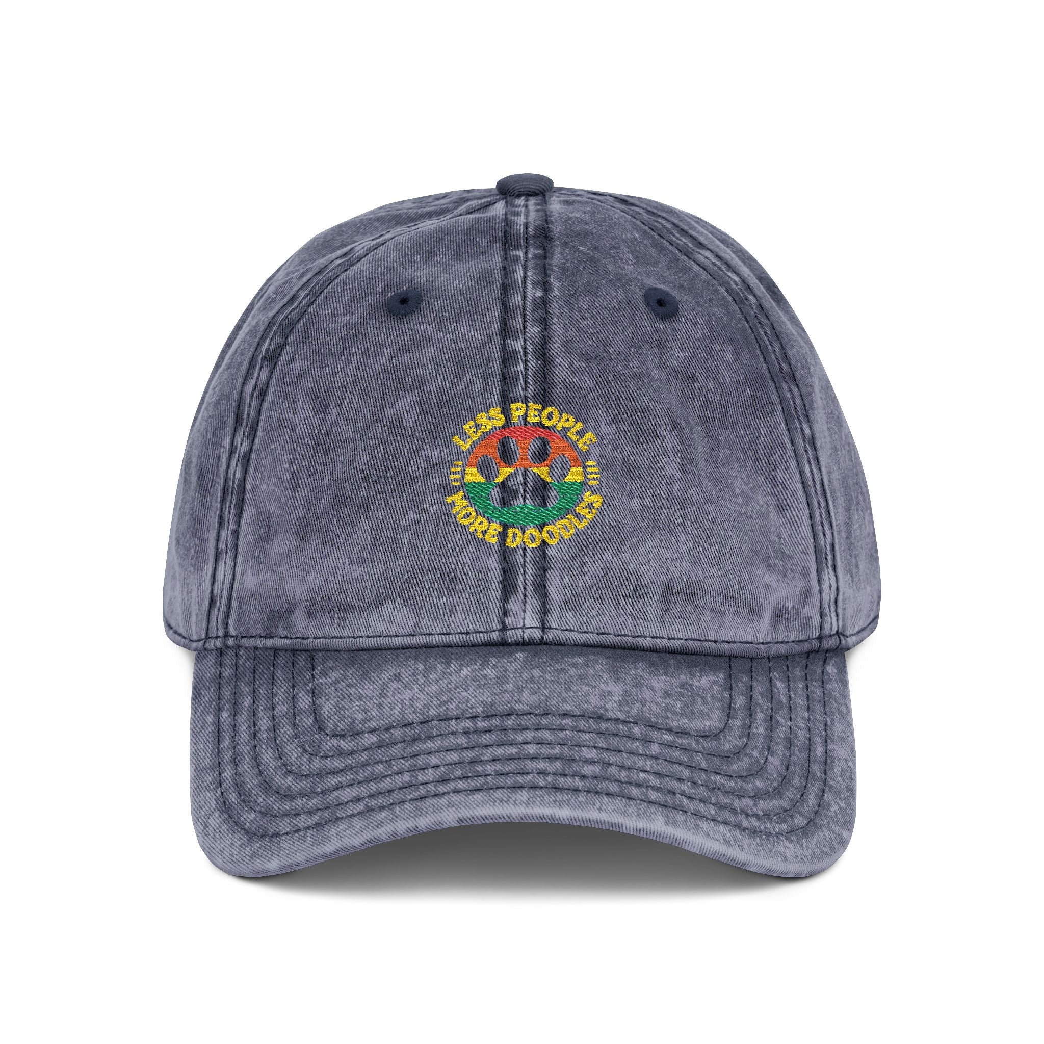 Vintage Embroidered Dog Cap, Less People - More Doodles, Casual Baseball Hat, Gift for Pet Lovers