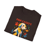 Whimsical Dog Art Unisex Softstyle T-Shirt, Pet Lover's Gift, Casual Wear, Art Enthusiast Apparel, Dog-themed Tee, Unique Birthday Gift