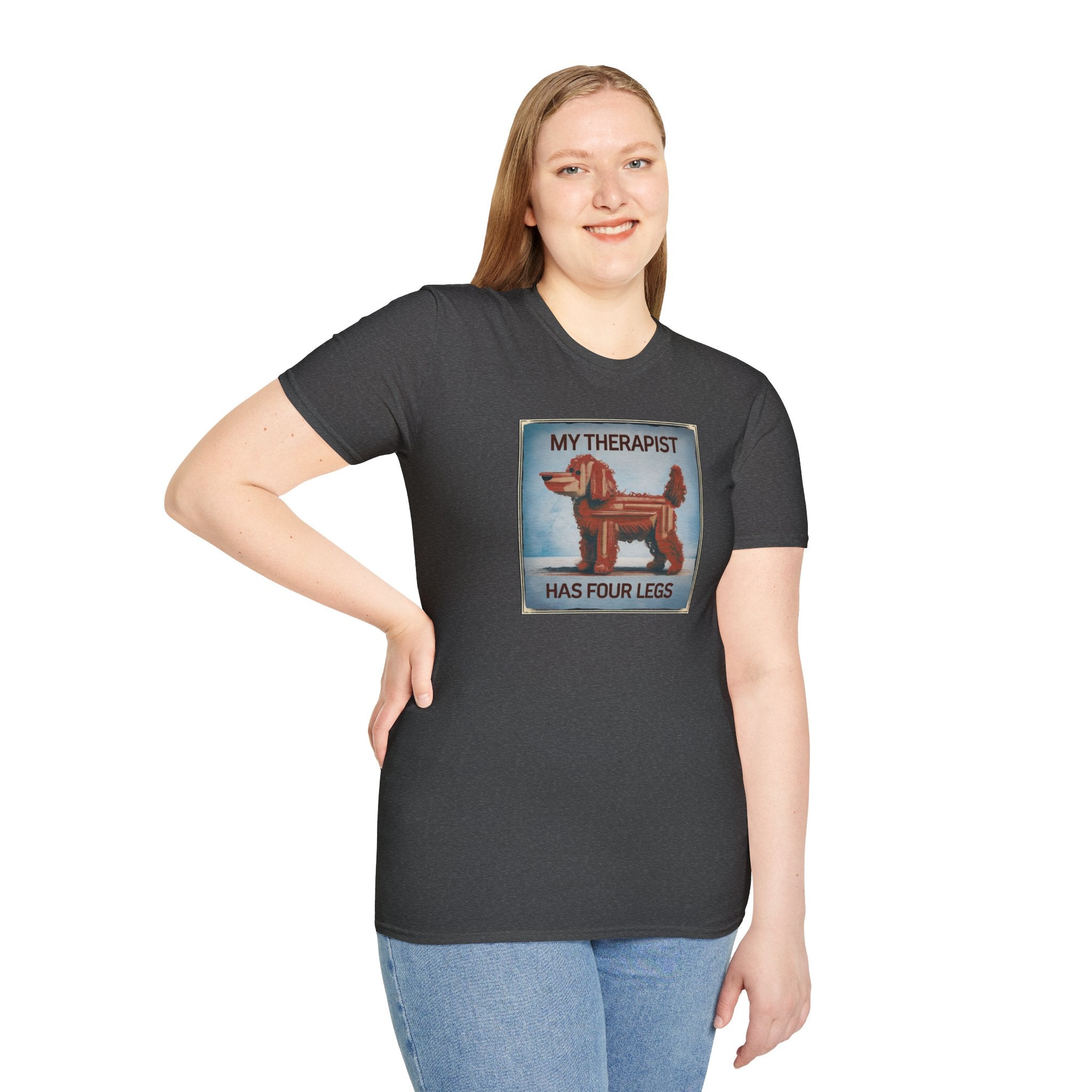 My Therapist Has Four Legs, Funny Dog Lover T-Shirt, Pet Owner Gift, Casual Wear, Dog Mom Shirt, Humorous T-Shirt