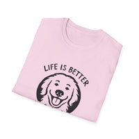 Unisex Softstyle T-Shirt, Life is Better with a Doodle, Funny Dog Shirt, Goldendoodle Tee