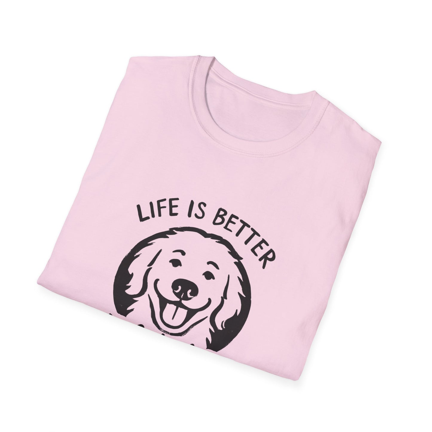 Unisex Softstyle T-Shirt, Life is Better with a Doodle, Funny Dog Shirt, Goldendoodle Tee