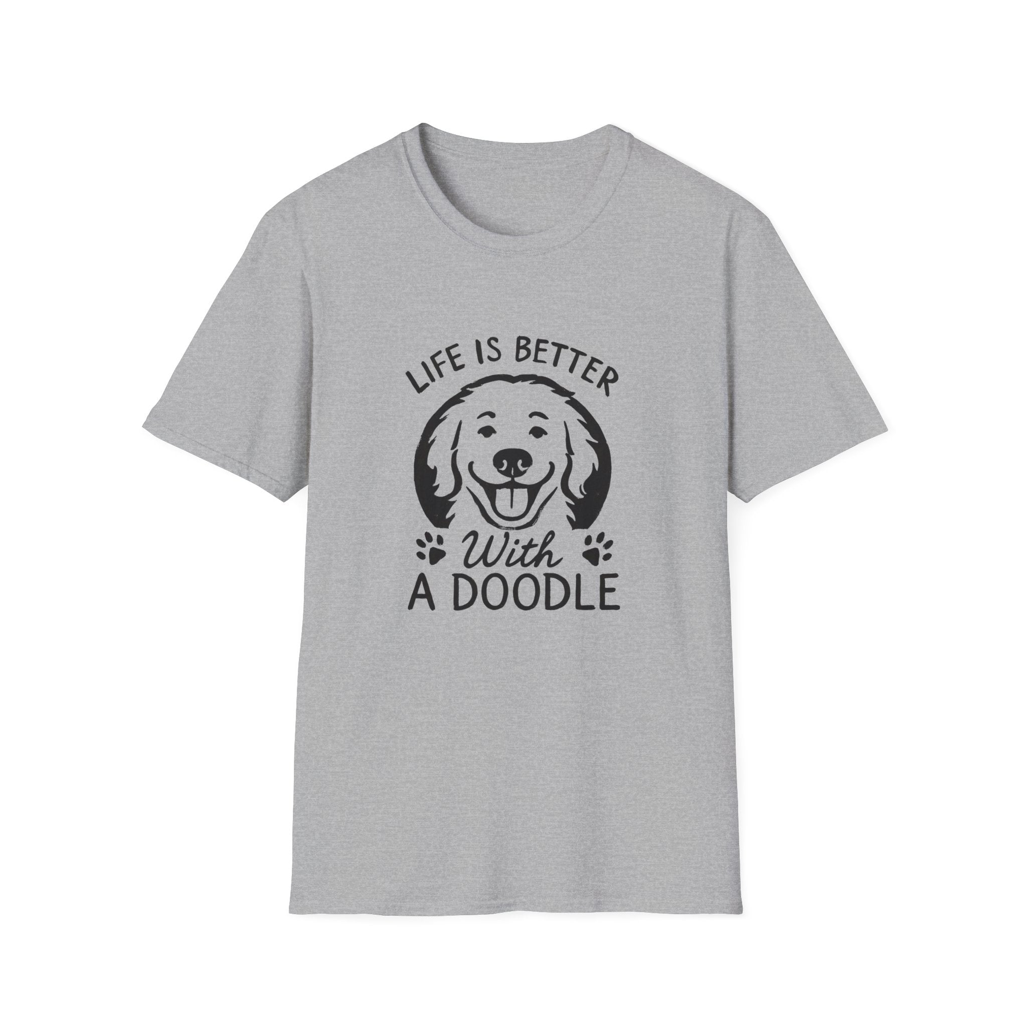 Unisex Softstyle T-Shirt, Life is Better with a Doodle, Funny Dog Shirt, Goldendoodle Tee