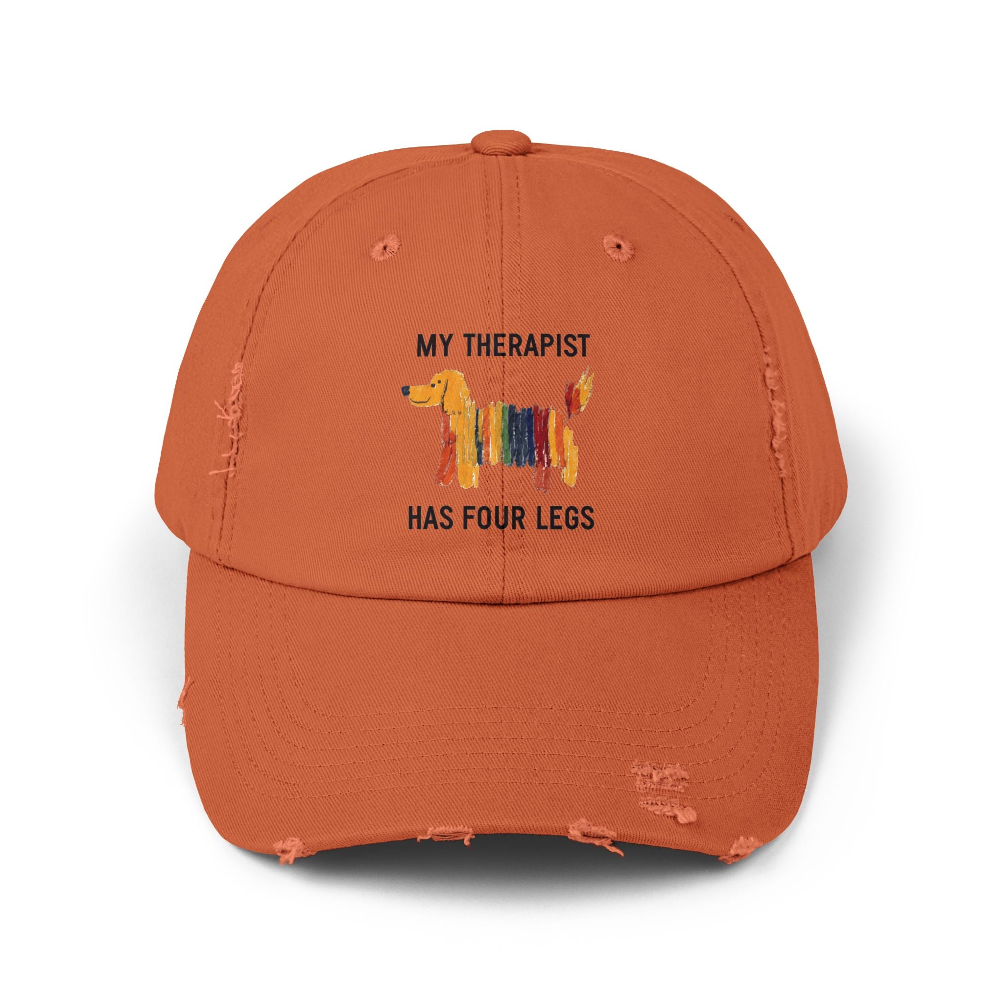 Unisex Distressed Cap: My Therapist Has Four Legs Hat