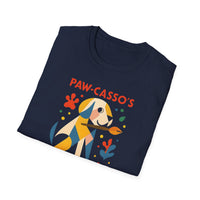 Whimsical Dog Art Unisex Softstyle T-Shirt, Pet Lover's Gift, Casual Wear, Art Enthusiast Apparel, Dog-themed Tee, Unique Birthday Gift