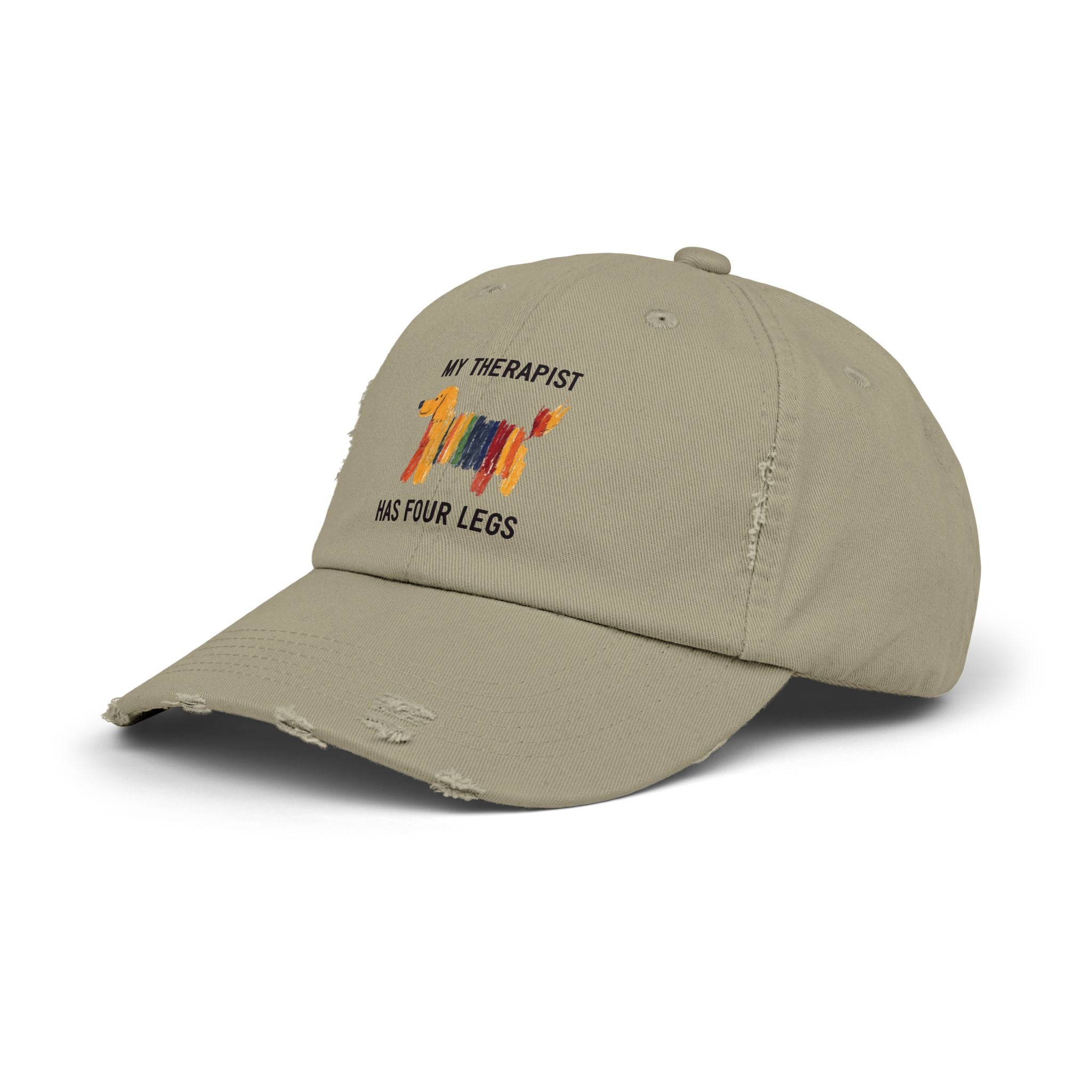 Unisex Distressed Cap: My Therapist Has Four Legs Hat