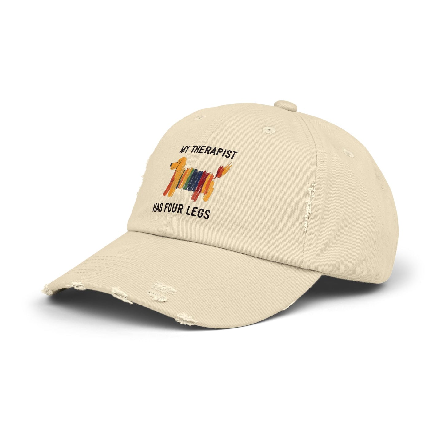 Unisex Distressed Cap: My Therapist Has Four Legs Hat