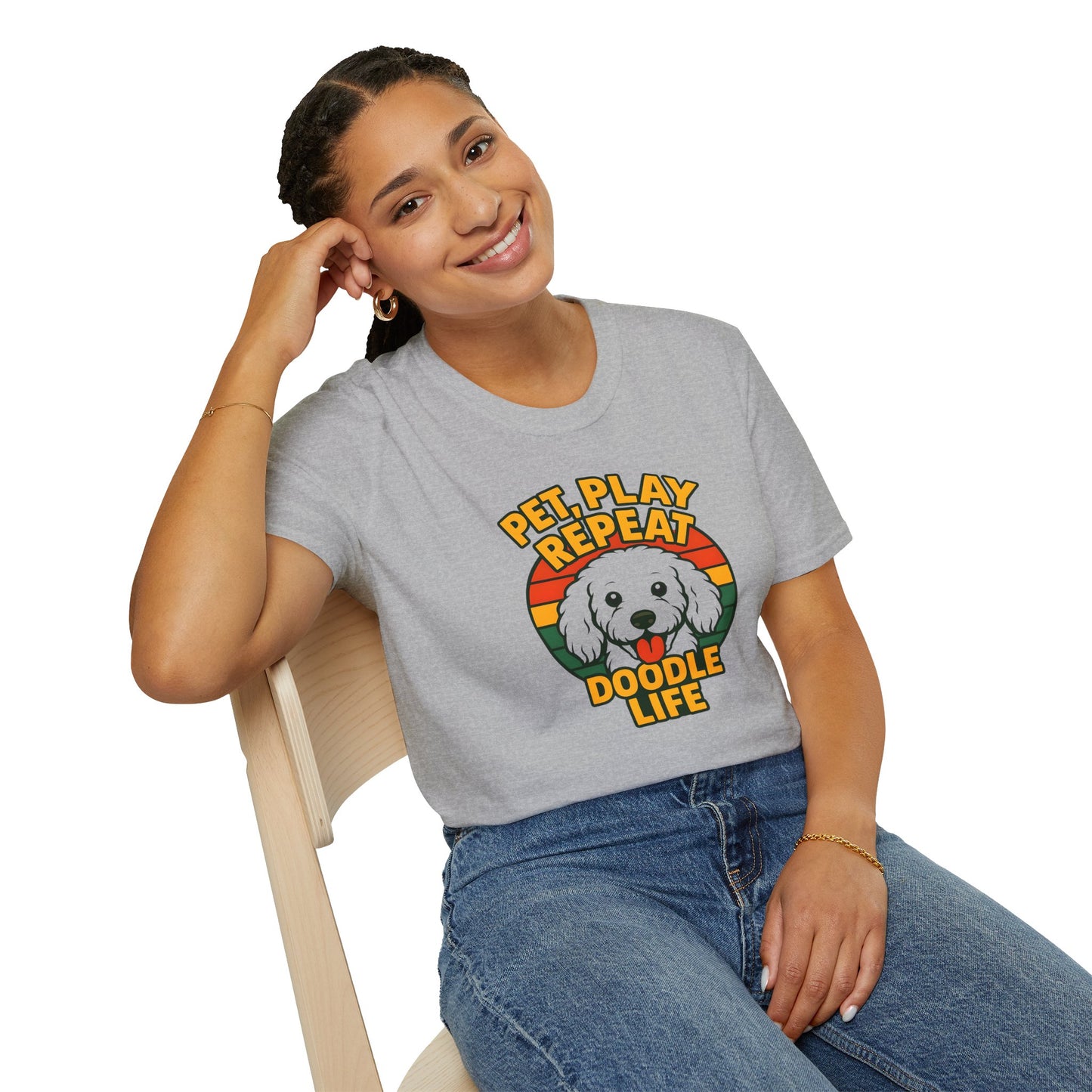 Pet. Play. Repeat. Doodle Life Pet Lover T-Shirt, Cute Dog Shirt, Pet Play Repeat Tee, Gift for Dog Owners, Animal Lover Apparel