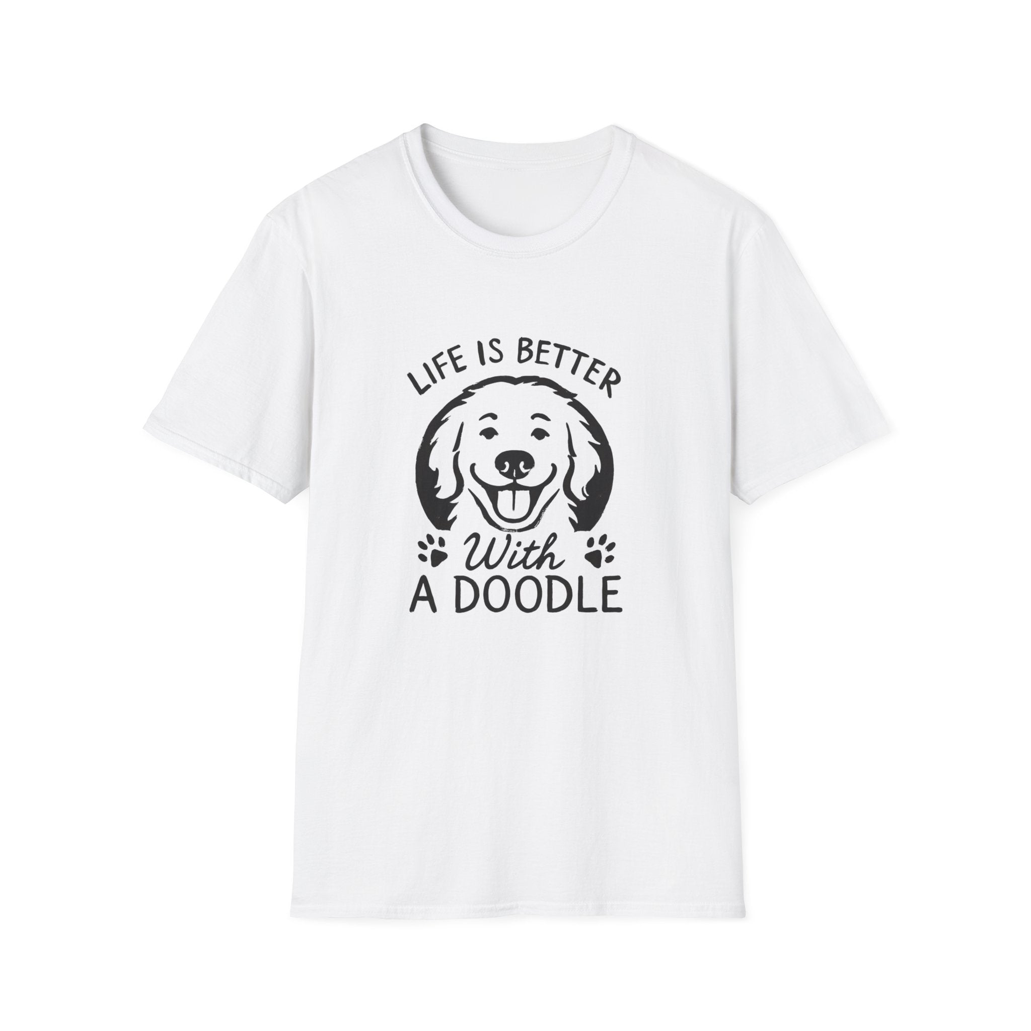 Unisex Softstyle T-Shirt, Life is Better with a Doodle, Funny Dog Shirt, Goldendoodle Tee