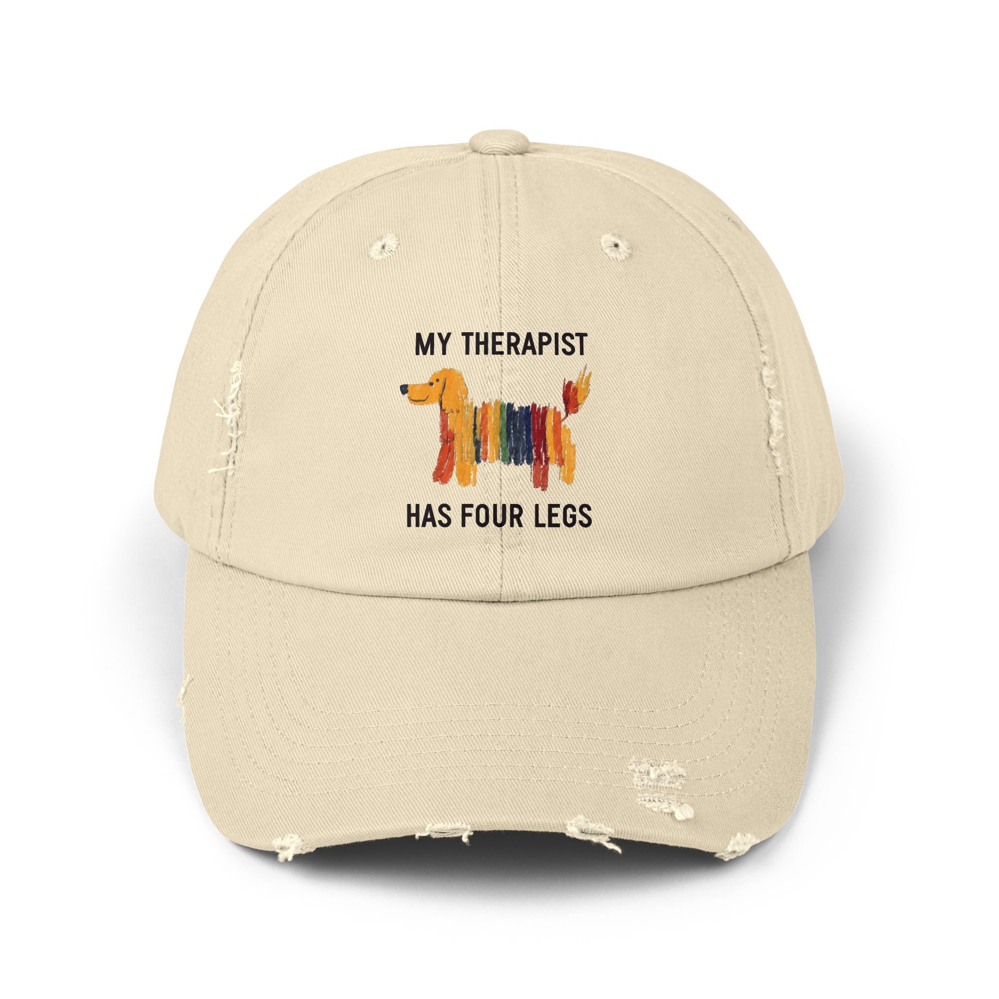 Unisex Distressed Cap: My Therapist Has Four Legs Hat