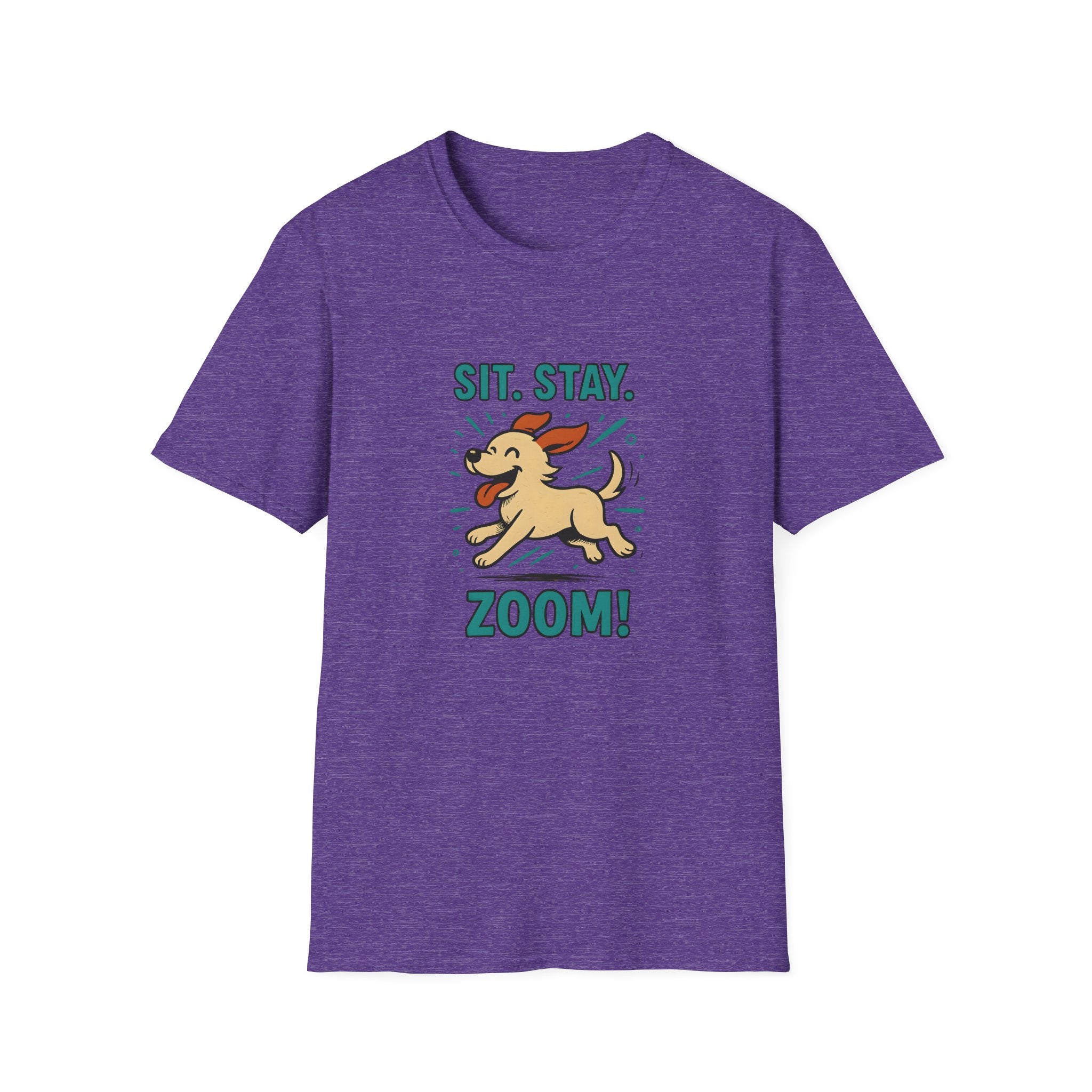 Sit. Stay. Zoom Green and Tan Design. Unisex Softstyle T-Shirt