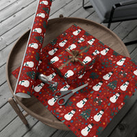 Gift Wrap Paper - Festive Holiday Christmas Snowman Design