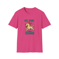 Sit. Stay. Zoom Green and Tan Design. Unisex Softstyle T-Shirt
