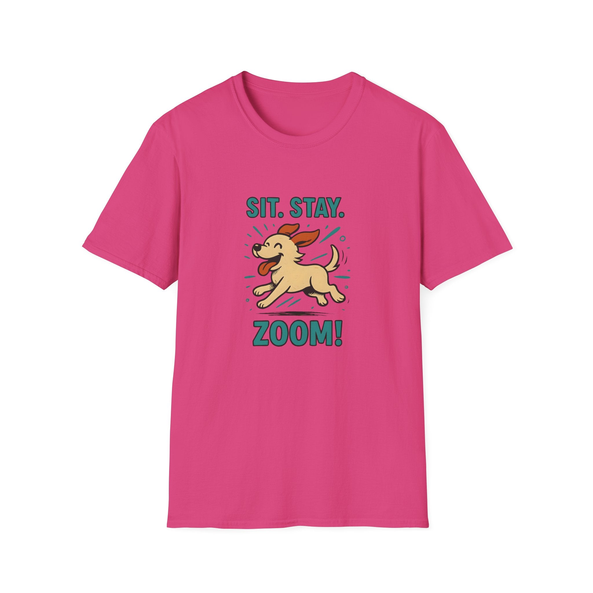 Sit. Stay. Zoom Green and Tan Design. Unisex Softstyle T-Shirt