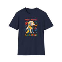 Whimsical Dog Art Unisex Softstyle T-Shirt, Pet Lover's Gift, Casual Wear, Art Enthusiast Apparel, Dog-themed Tee, Unique Birthday Gift