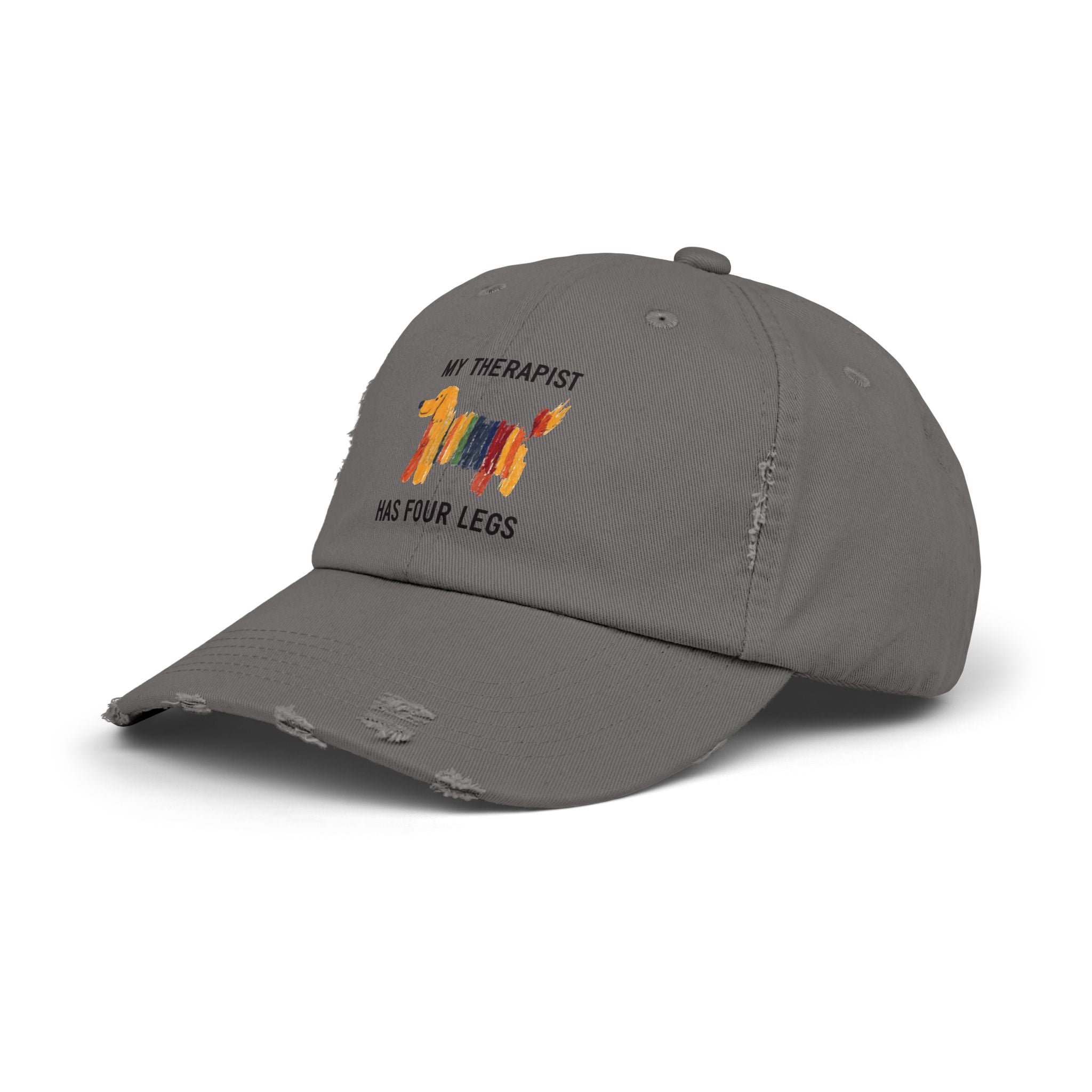 Unisex Distressed Cap: My Therapist Has Four Legs Hat