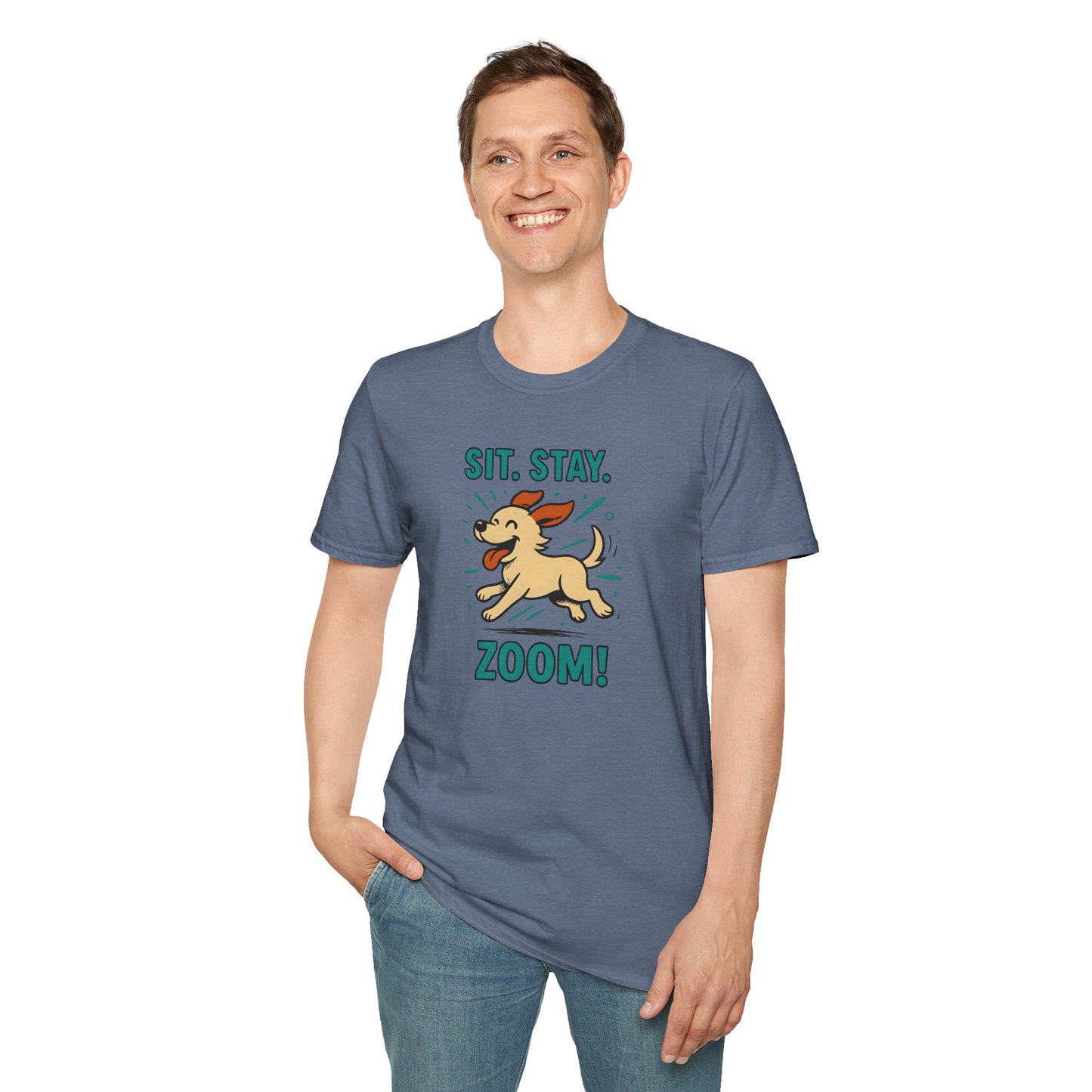Sit. Stay. Zoom. Playful Doodle Dog Lover T-Shirt, Pet Gift, Funny Tee for Dog Owners, Gift for Moms