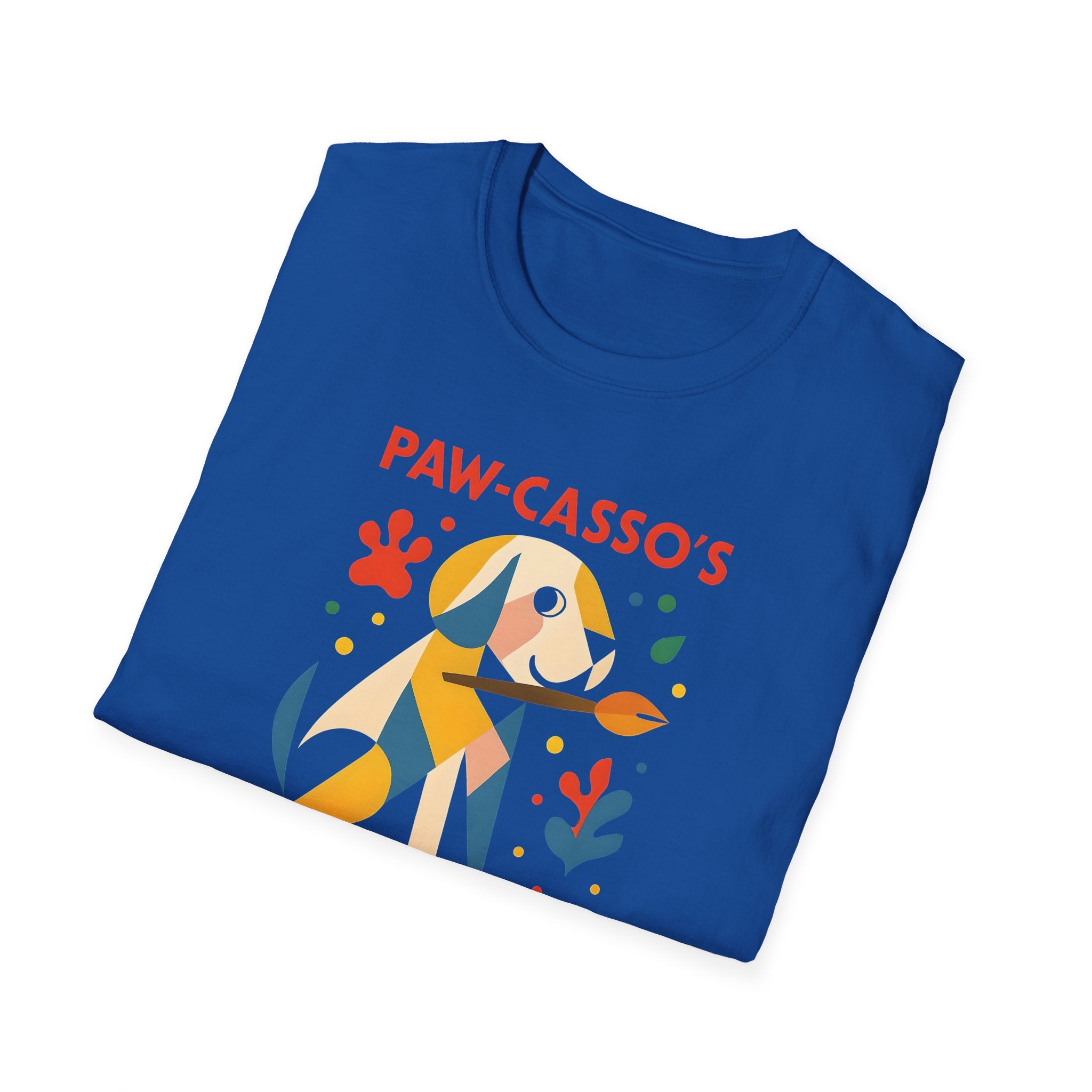 Whimsical Dog Art Unisex Softstyle T-Shirt, Pet Lover's Gift, Casual Wear, Art Enthusiast Apparel, Dog-themed Tee, Unique Birthday Gift