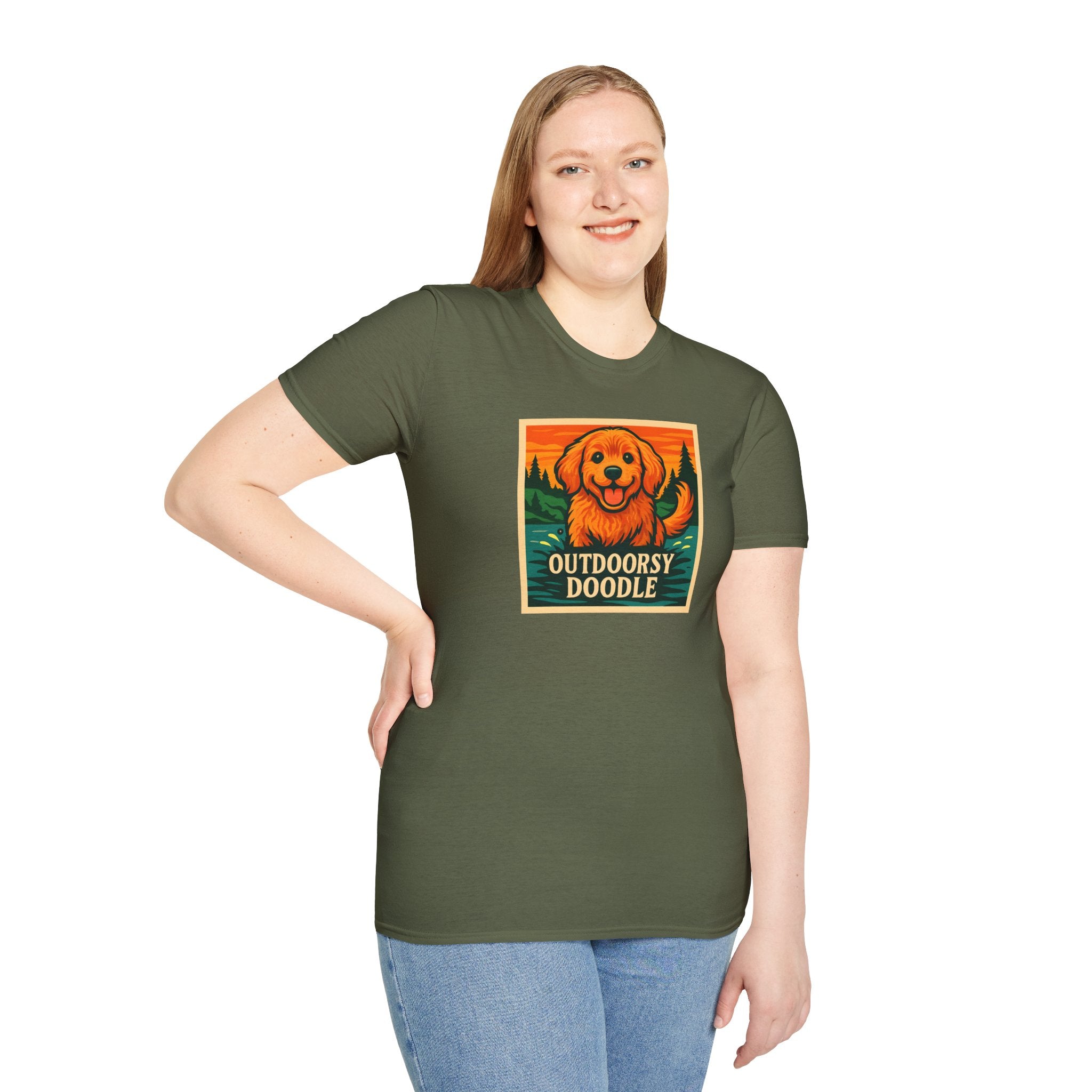 Outdoorsy Doodle, Adventure Dog T-Shirt, Pet Lover Gift, Casual Wear, Nature Lover Tee, Dog Owner Apparel, Doodle Art Shirt