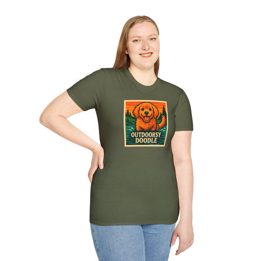 Outdoorsy Doodle, Adventure Dog T-Shirt, Pet Lover Gift, Casual Wear, Nature Lover Tee, Dog Owner Apparel, Doodle Art Shirt
