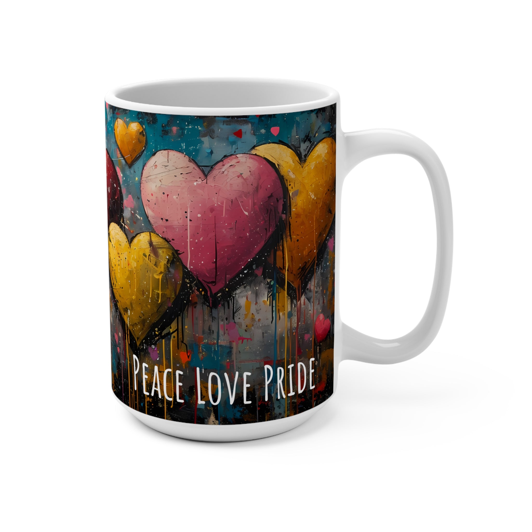 Heartfelt Pride Mug | Colorful Rainbow Coffee Cup | Unique Love Gift for Valentine's Day
