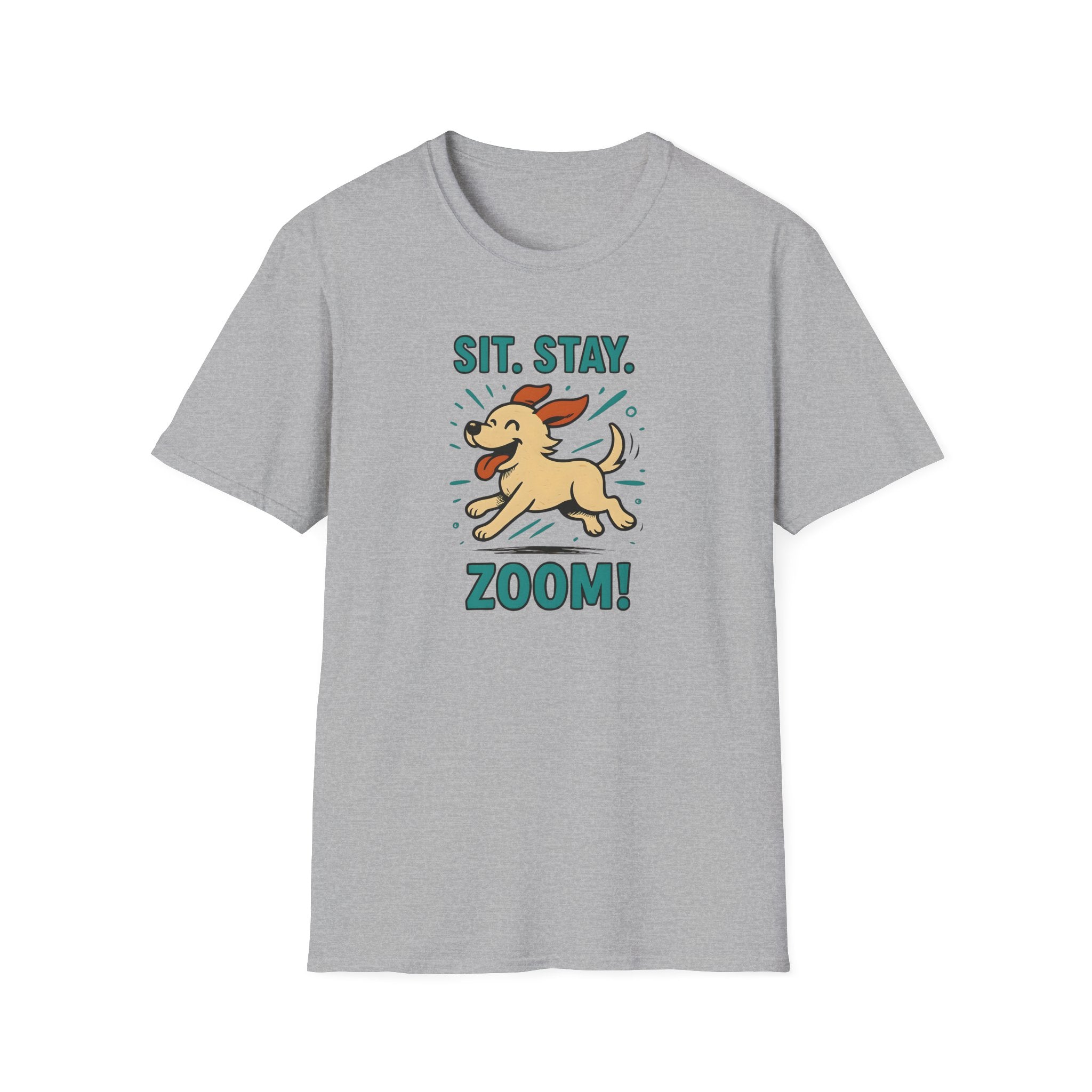 Sit. Stay. Zoom. Playful Doodle Dog Lover T-Shirt, Pet Gift, Funny Tee for Dog Owners, Gift for Moms