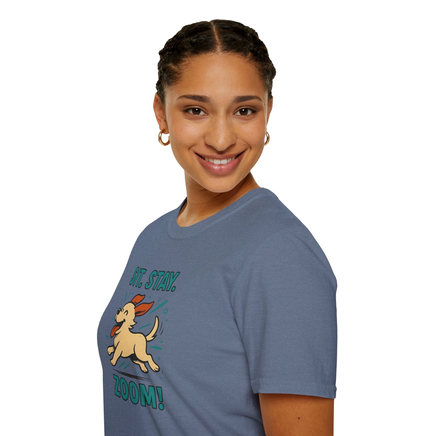 Sit. Stay. Zoom. Playful Doodle Dog Lover T-Shirt, Pet Gift, Funny Tee for Dog Owners, Gift for Moms