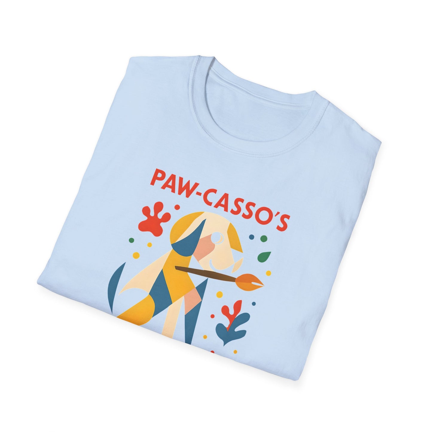 Whimsical Dog Art Unisex Softstyle T-Shirt, Pet Lover's Gift, Casual Wear, Art Enthusiast Apparel, Dog-themed Tee, Unique Birthday Gift