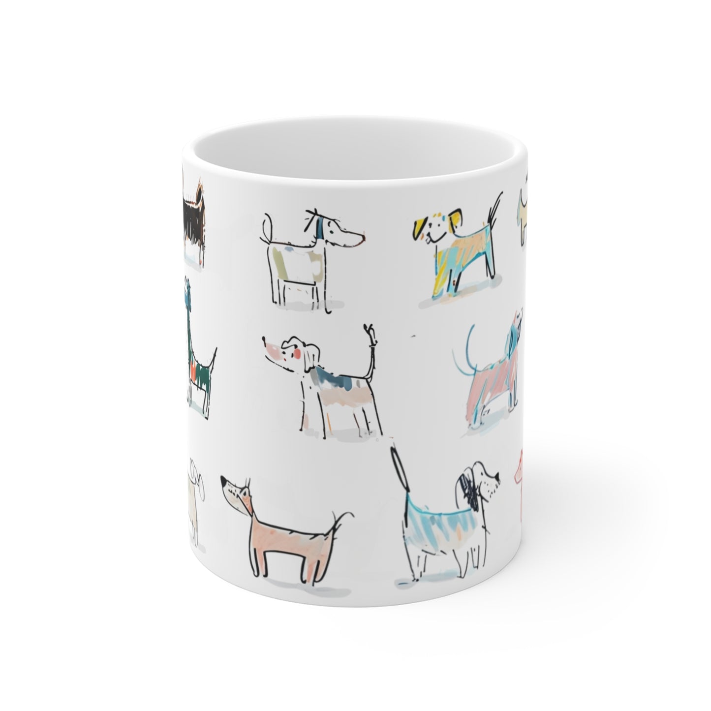 Colorful Doodle Dog-Themed Coffee Mugs, Cute Dog Cup, Pet Lover Gift, Coffee Cup