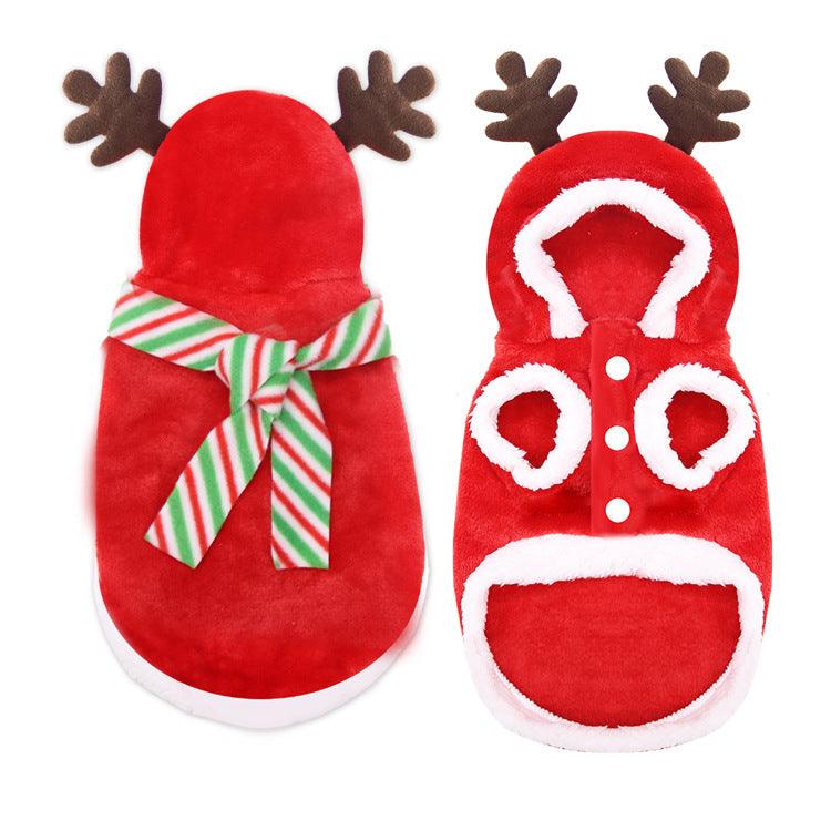 Festive Pet Holiday Costume - Santa Elk Winter Sweater