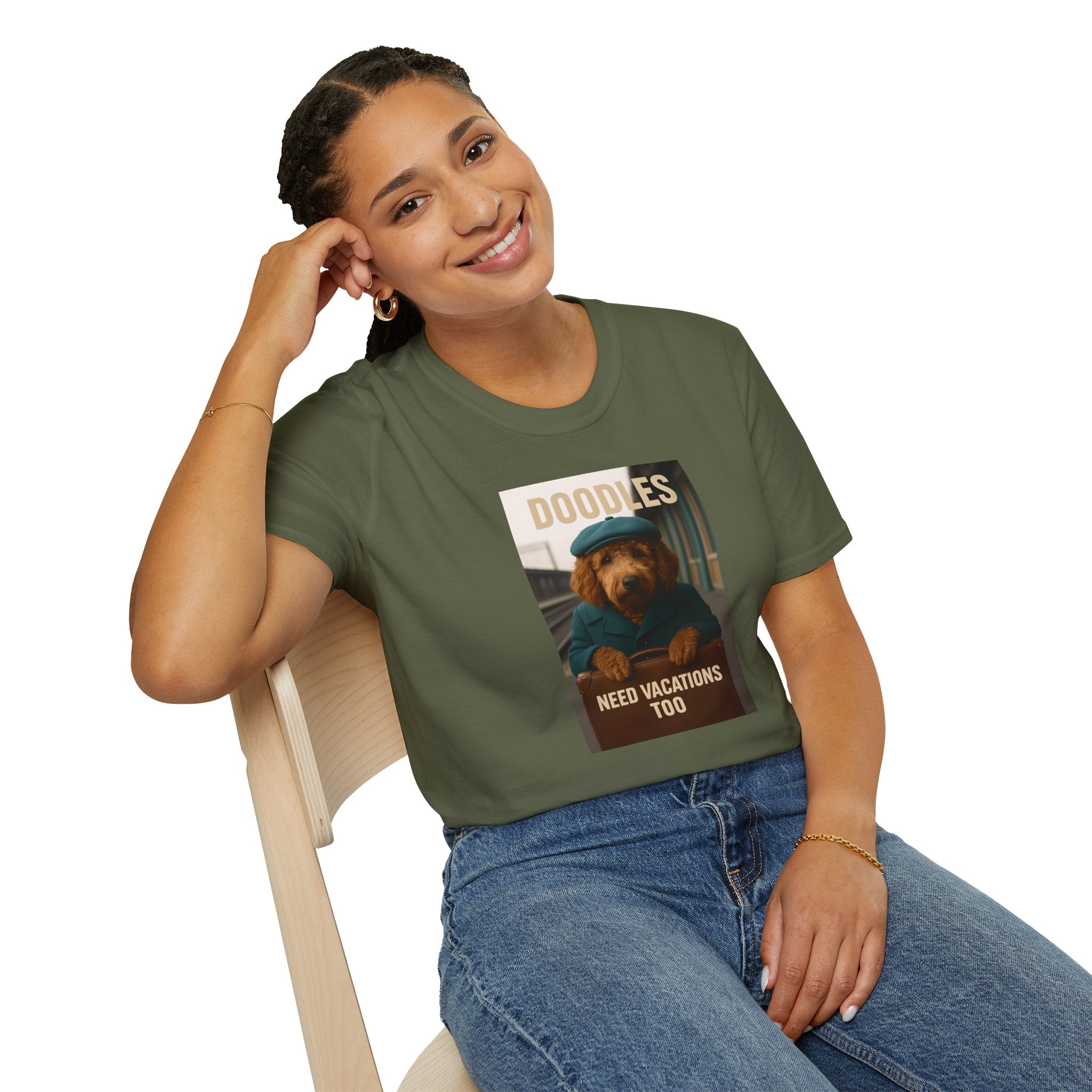 Doodles Need Vacations Too, Unisex Softstyle T-Shirt, Cute Dog Vacation Tee, Pet Lover Gift, Animal Apparel, Funny Dog T-Shirt