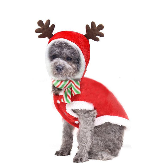 Festive Pet Holiday Costume - Santa Elk Winter Sweater