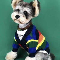 Rainbow Striped Dog Cardigan: A Burst Of Color For Your Pup
