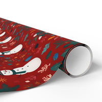 Festive Christmas Wrapping Paper with Snowman Art