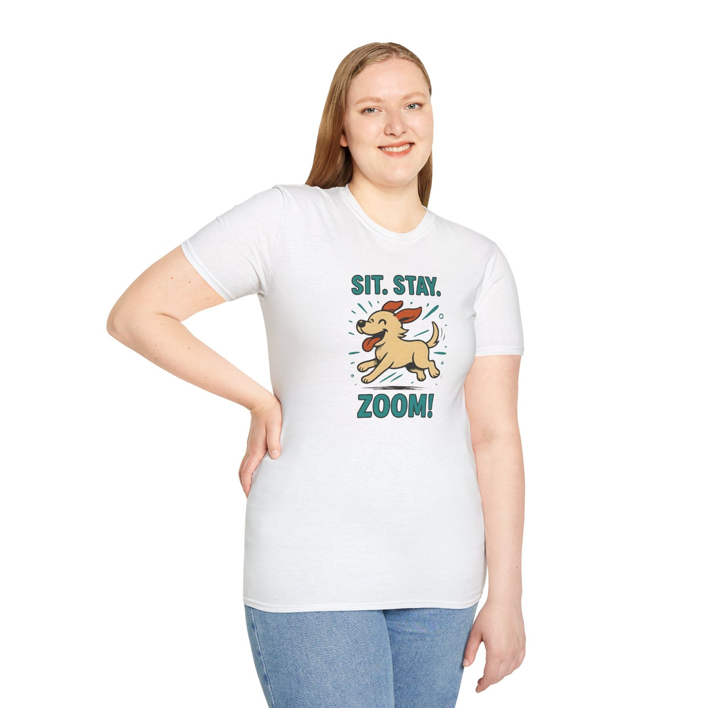 Sit. Stay. Zoom. Playful Doodle Dog Lover T-Shirt, Pet Gift, Funny Tee for Dog Owners, Gift for Moms