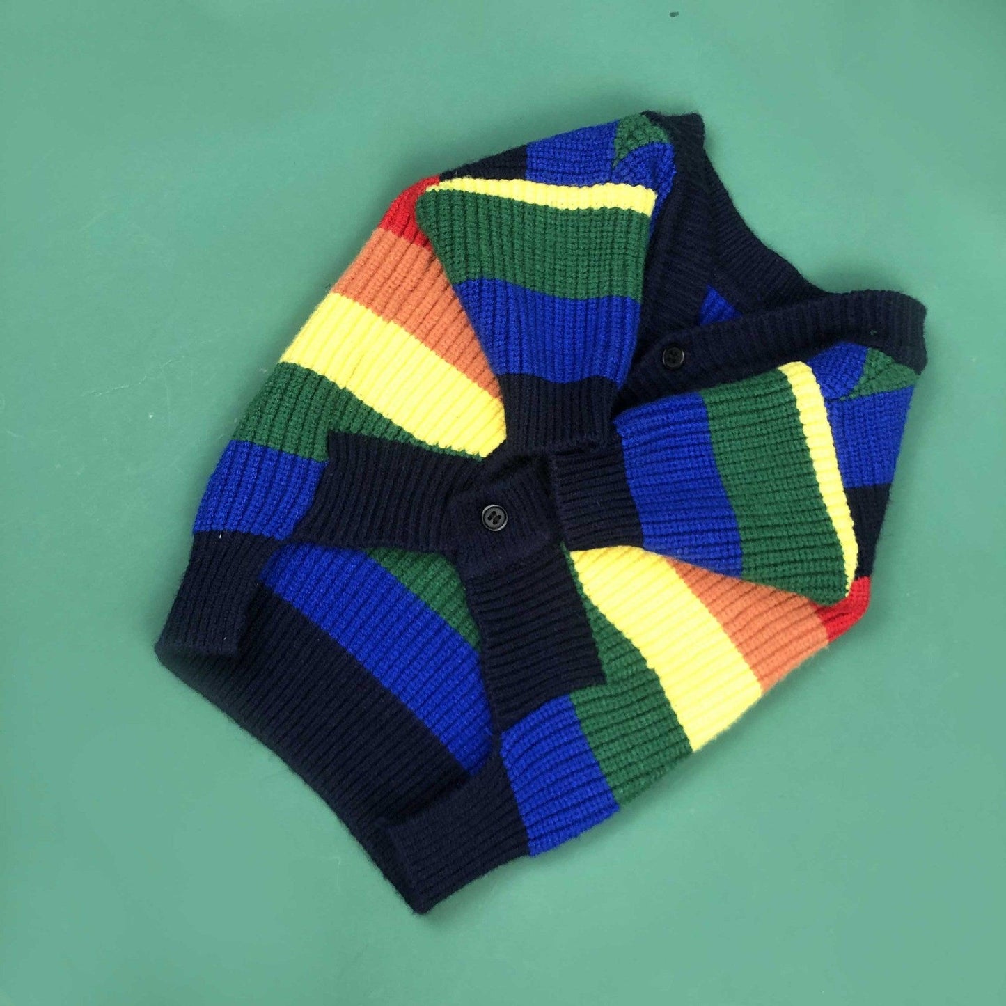 Rainbow Striped Dog Cardigan: A Burst Of Color For Your Pup
