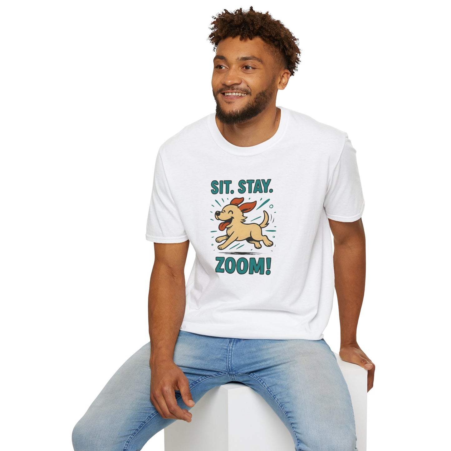 Sit. Stay. Zoom. Playful Doodle Dog Lover T-Shirt, Pet Gift, Funny Tee for Dog Owners, Gift for Moms