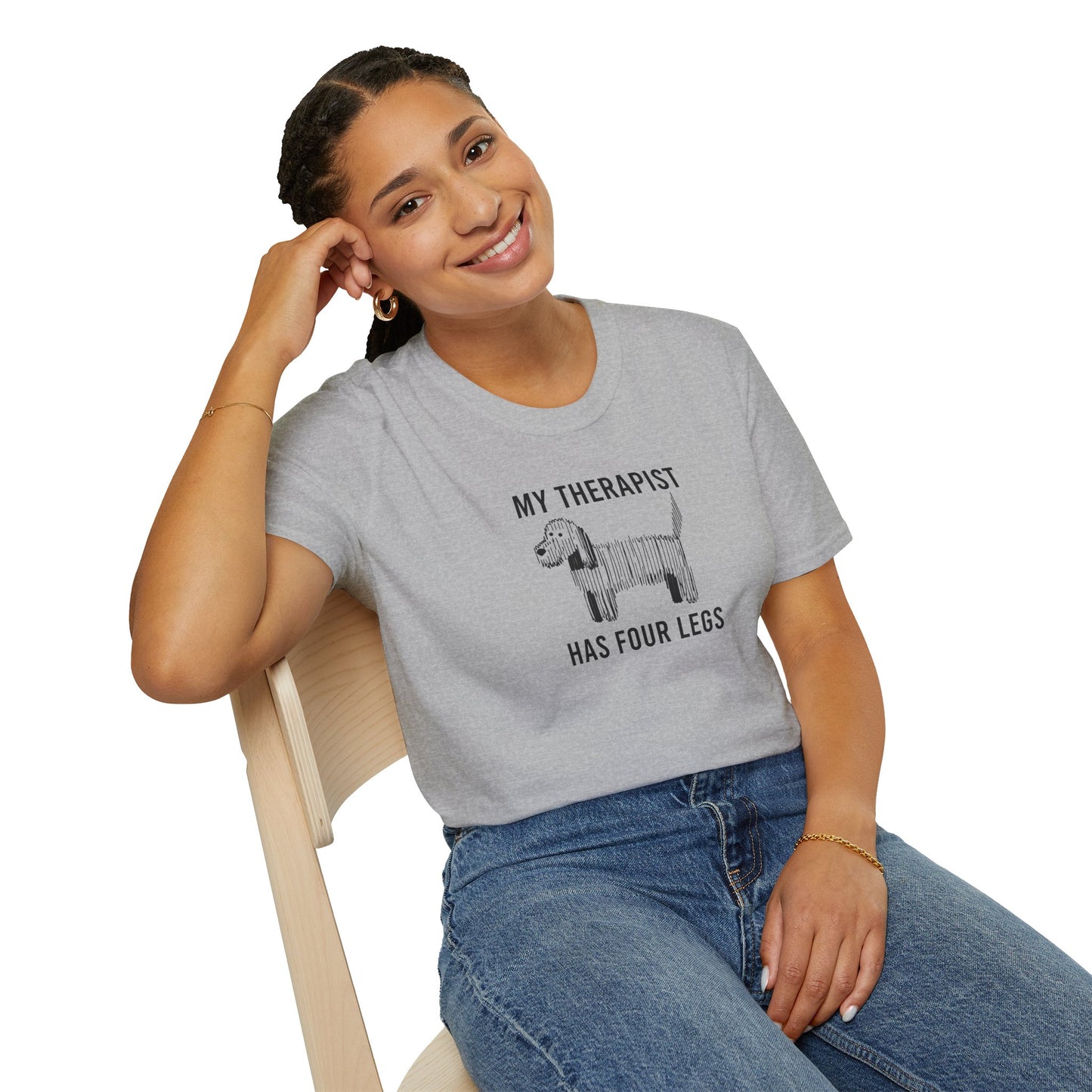 My Therapist Has Four Legs, Unisex Dog T-Shirt, Funny Animal Tee, Pet Lover Gift, Canine Support Shirt, Dog Mom Shirt