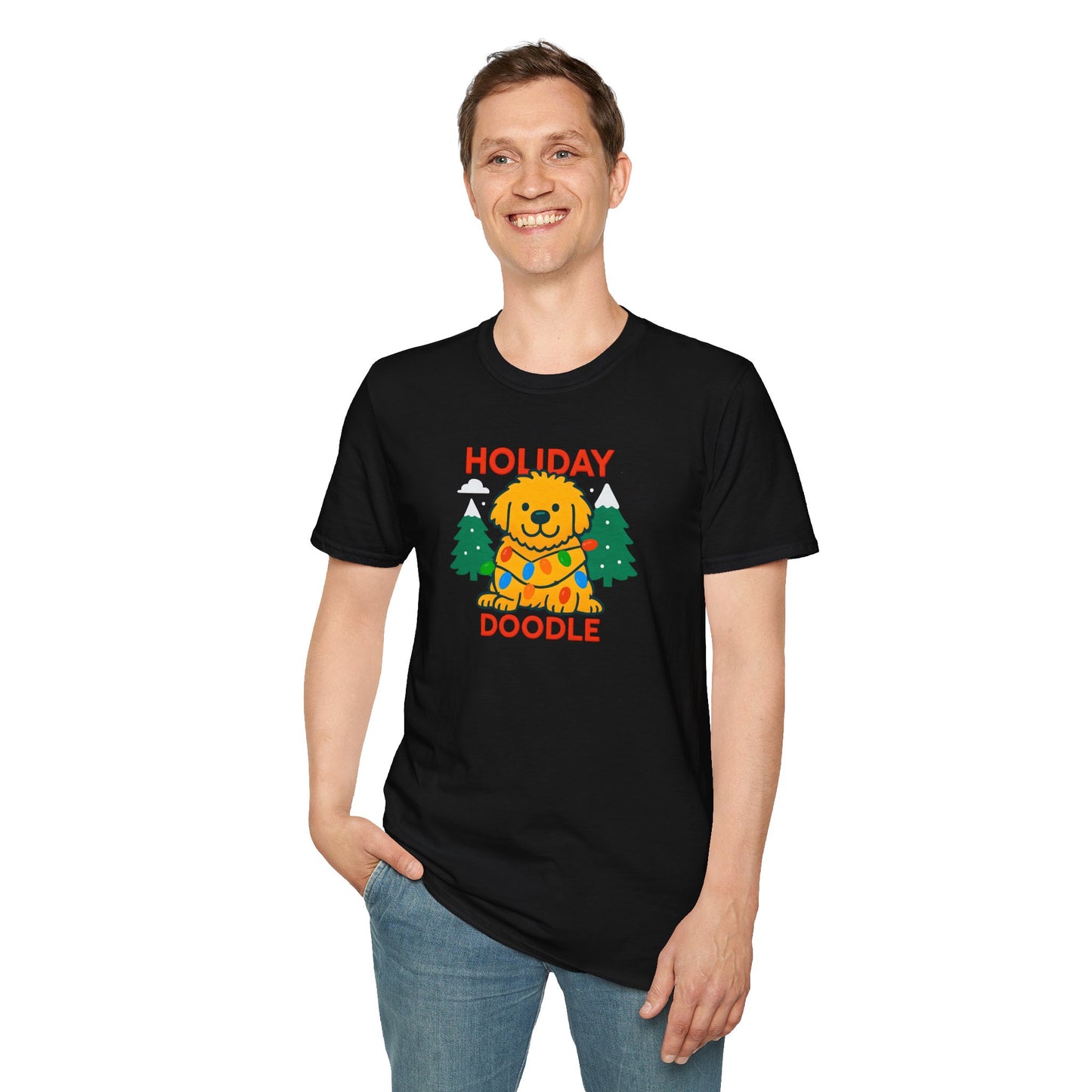 Holiday Doodle. Festive Dog Lover T-Shirt, Cute Pet Shirt, Holiday Gift, Unisex Graphic Tee, Christmas Apparel, Winter Fashion