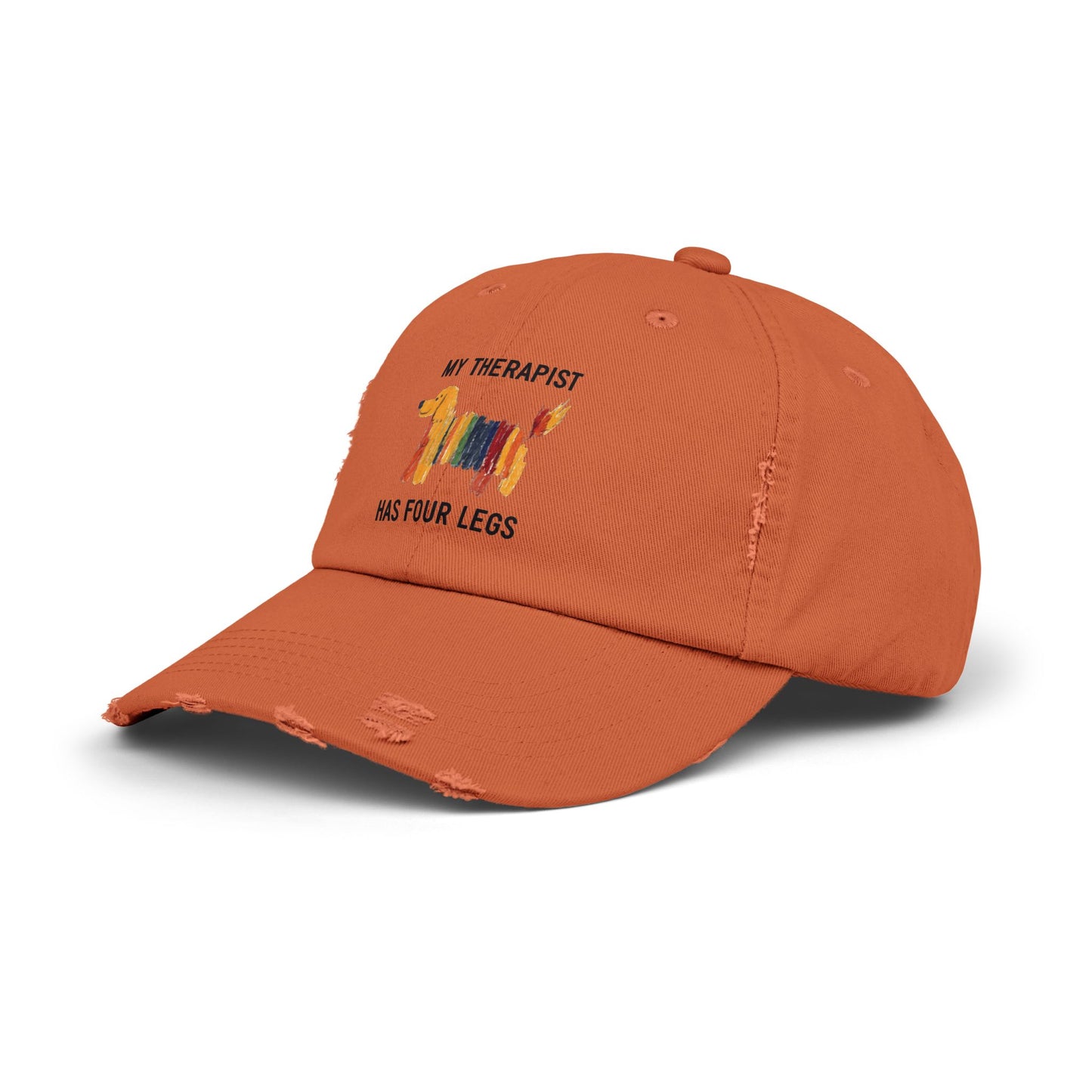 Unisex Distressed Cap: My Therapist Has Four Legs Hat