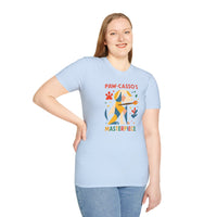 Whimsical Dog Art Unisex Softstyle T-Shirt, Pet Lover's Gift, Casual Wear, Art Enthusiast Apparel, Dog-themed Tee, Unique Birthday Gift