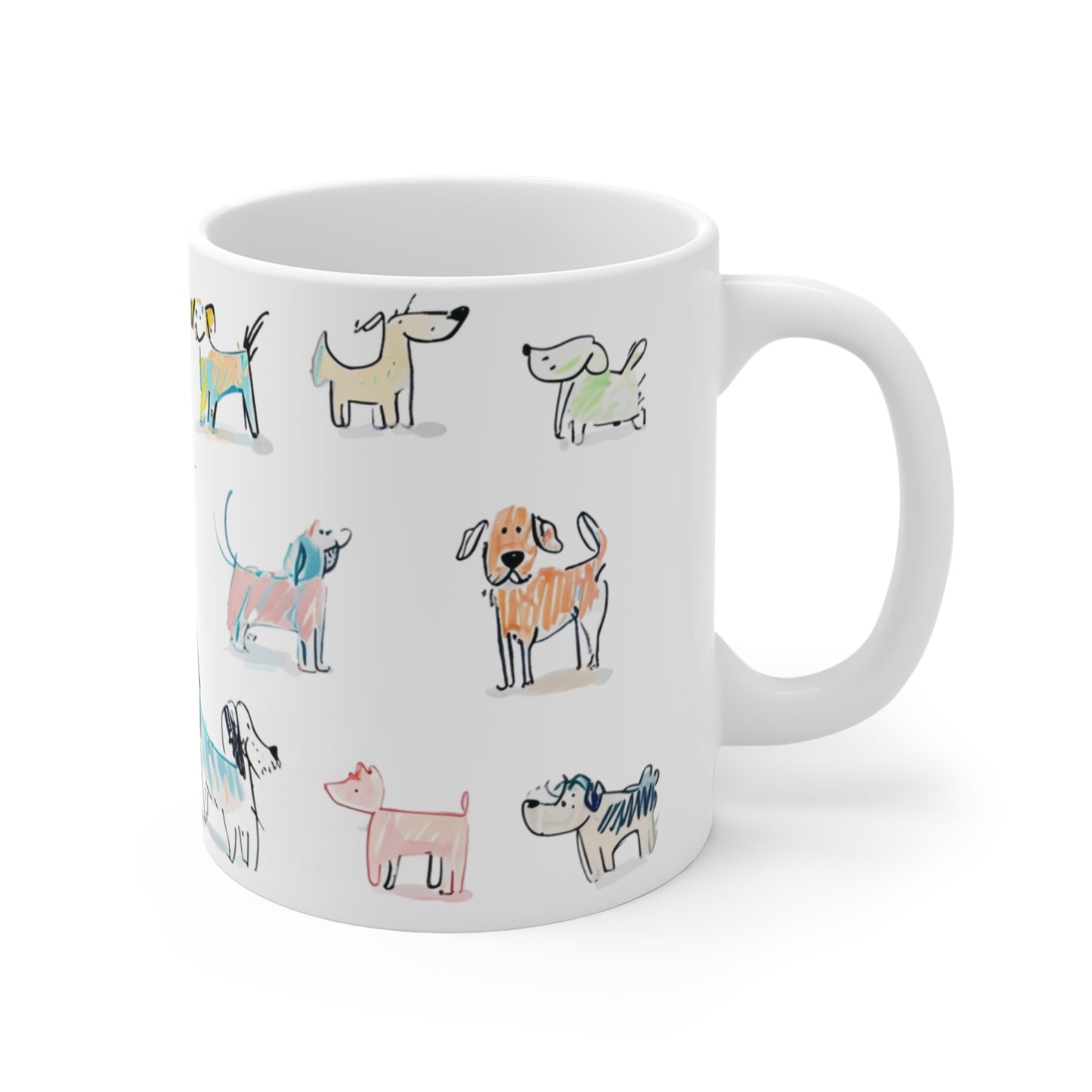 Colorful Doodle Dog-Themed Coffee Mugs, Cute Dog Cup, Pet Lover Gift, Coffee Cup