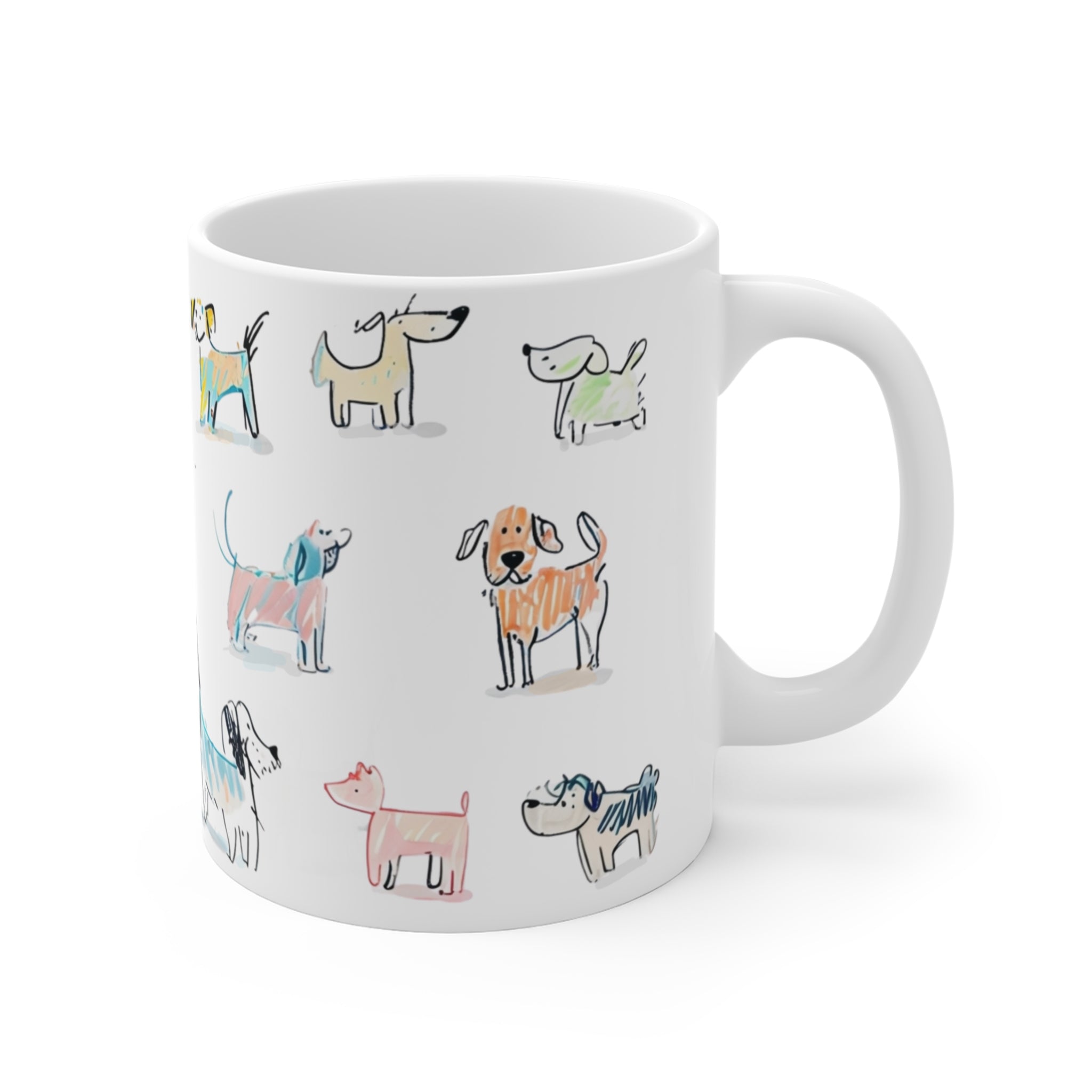 Colorful Doodle Dog-Themed Coffee Mugs, Cute Dog Cup, Pet Lover Gift, Coffee Cup