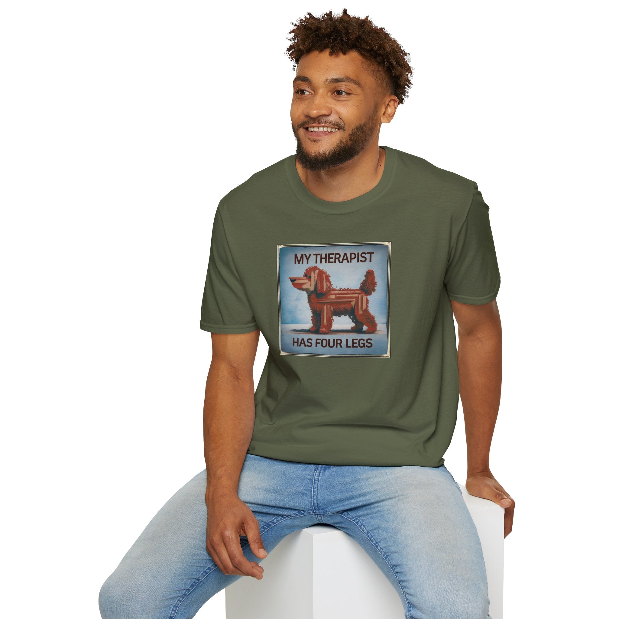 My Therapist Has Four Legs, Funny Dog Lover T-Shirt, Pet Owner Gift, Casual Wear, Dog Mom Shirt, Humorous T-Shirt