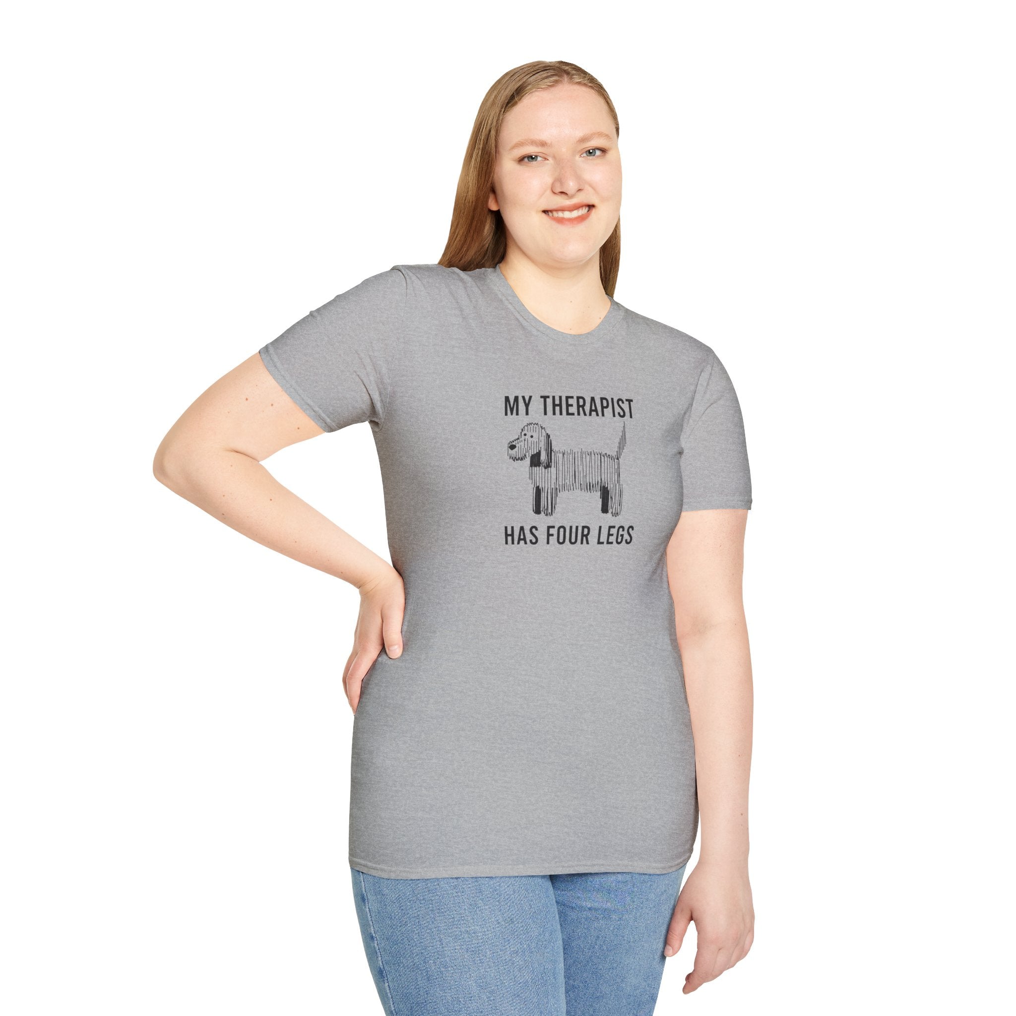 My Therapist Has Four Legs, Unisex Dog T-Shirt, Funny Animal Tee, Pet Lover Gift, Canine Support Shirt, Dog Mom Shirt