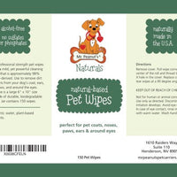 Mr. Peanut's Naturals Plant Based, Flushable, Compostable, Unscented Pet Wipes, 160 Count, Larger 8x6" Size